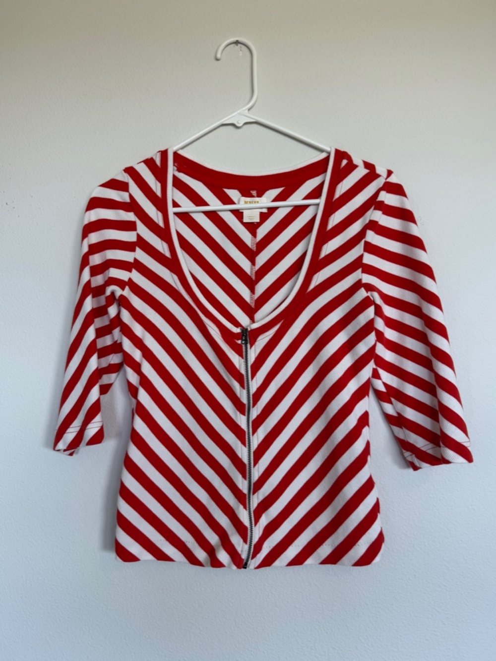 Anthropologie Maeve Women's Orange Motif Scoop Neck Zip TOP Small